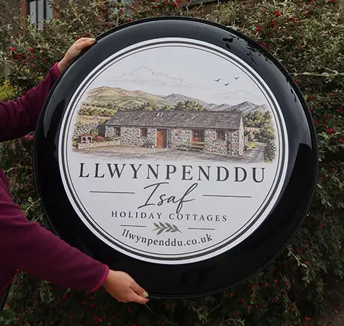 Full colour printed rear wheel cover. Holiday Cottage Wheel Cover